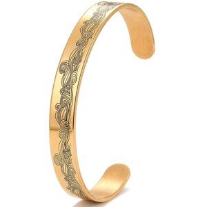 Etched stainless steel open cuff Bracelet - words - loss Love Widow NWOT  2/$10